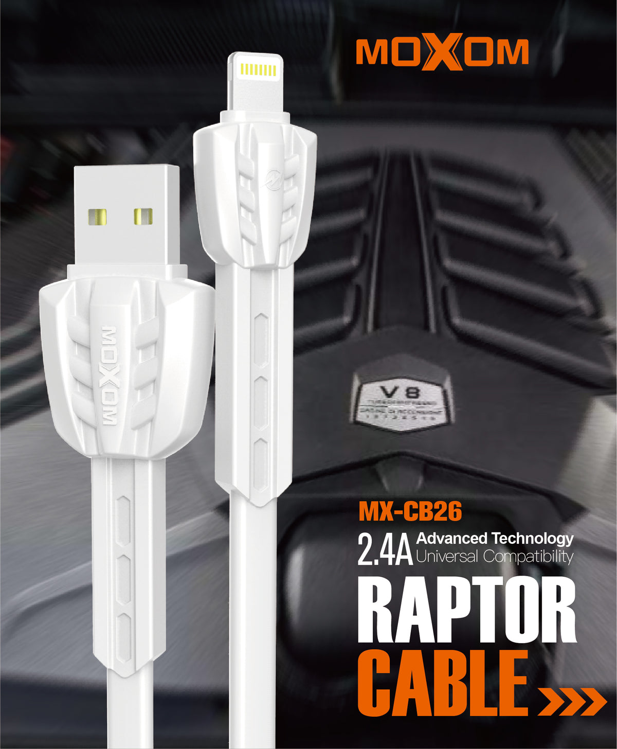 MOXOM MX-CB26 Raptor Charging Cable (Pack of 2) – Type-C / Lightning / Micro USB, 2.4A Fast Charging
