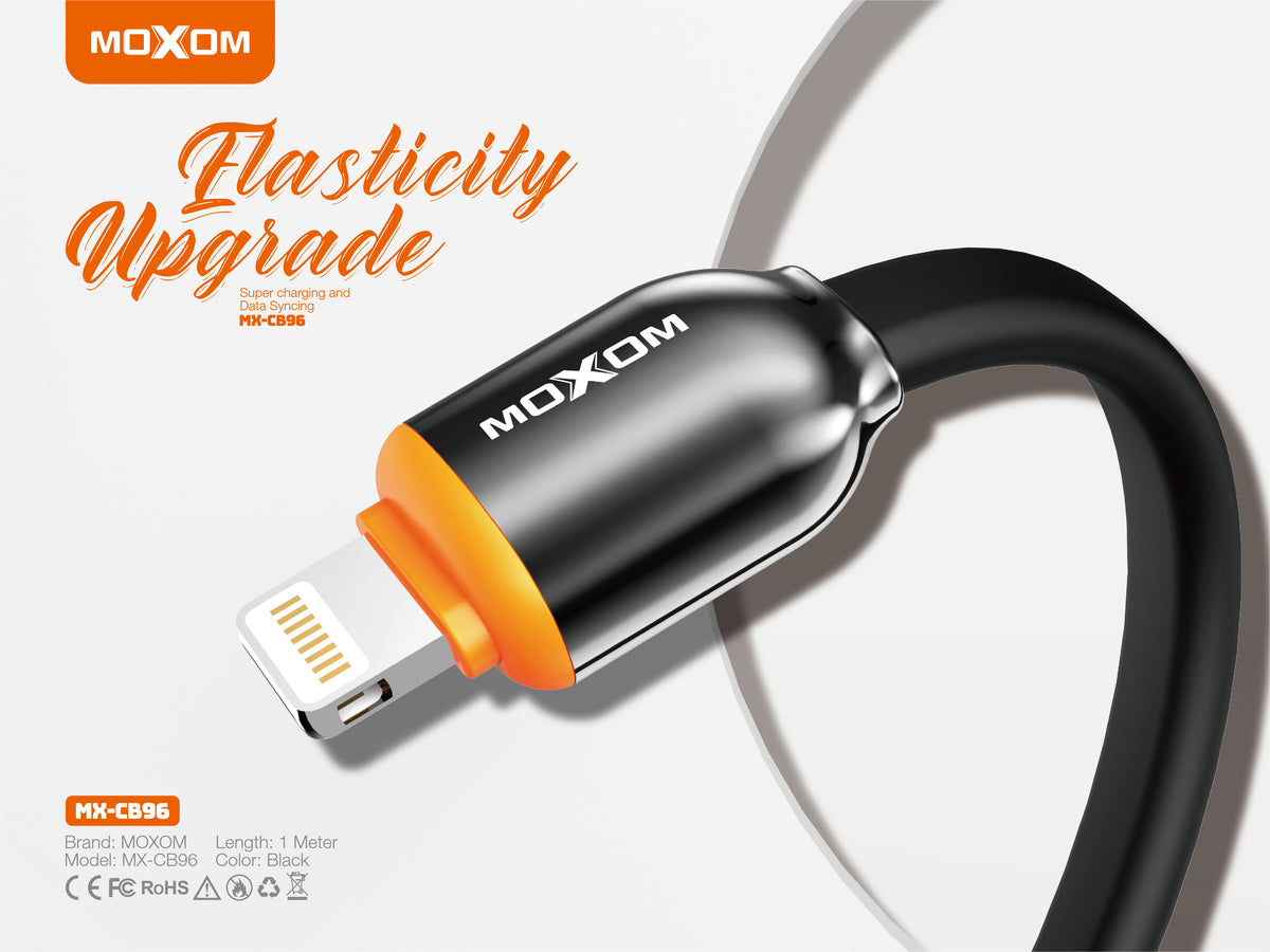MOXOM MX-CB96 Fast Charging & Data Cable – Lightning / Micro USB / Type-C, Clean White, 1m