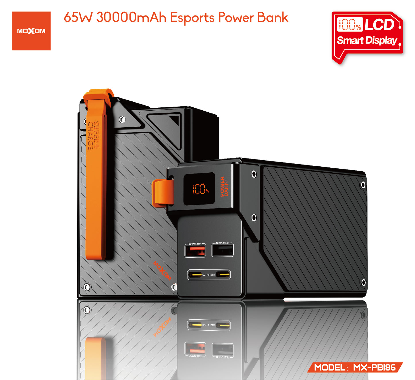 Moxom MX-PB186 30000mah PD 65W Powerbank for Type c supported Laptops