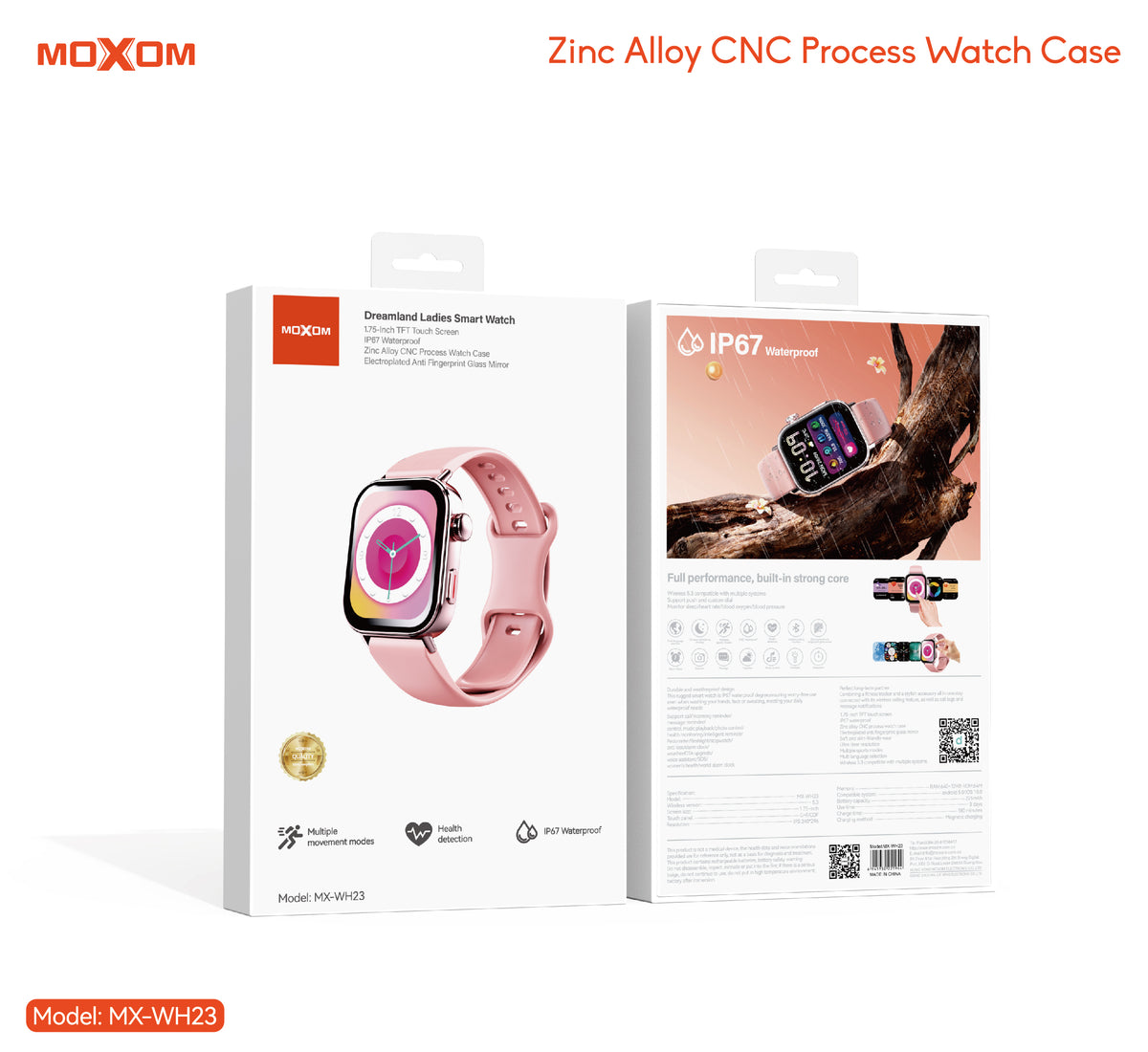 MOXOM MX-WH23 Dreamland Ladies Smartwatch – 1.75" Display, Bluetooth Calling, NFC Door Access, IP67