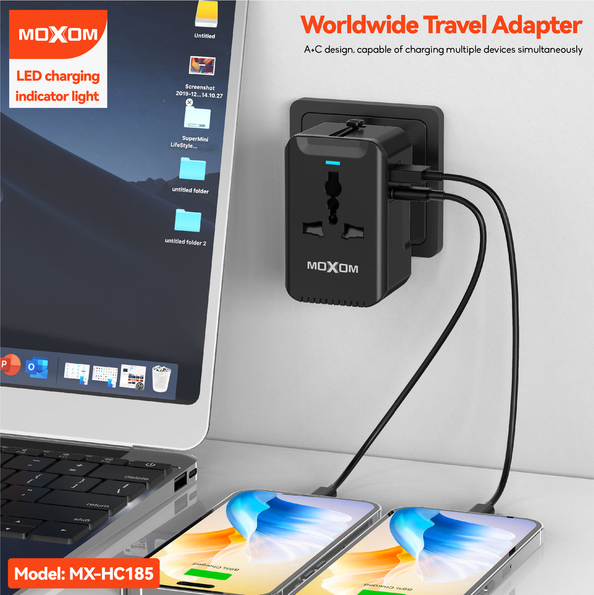 Universal Travel Adapter Charger AC Plug Moxom MX-HC185