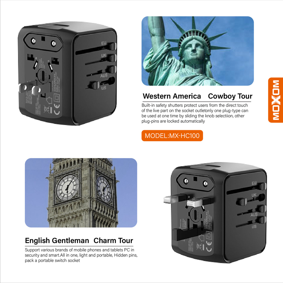 Multi Nation Travel Adapter Moxom HC100