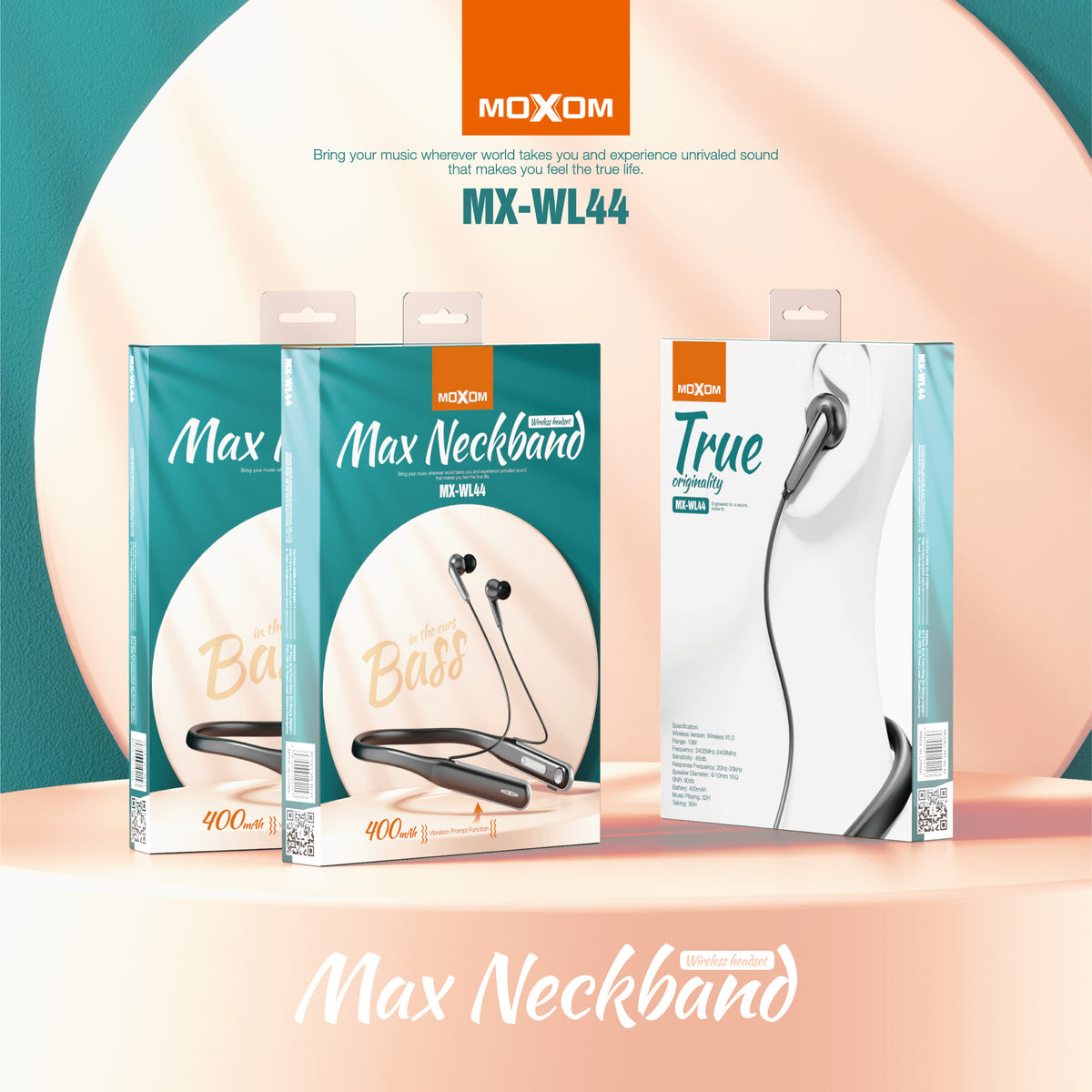 Moxom Wireless Bluetooth neckband sports headset wl44