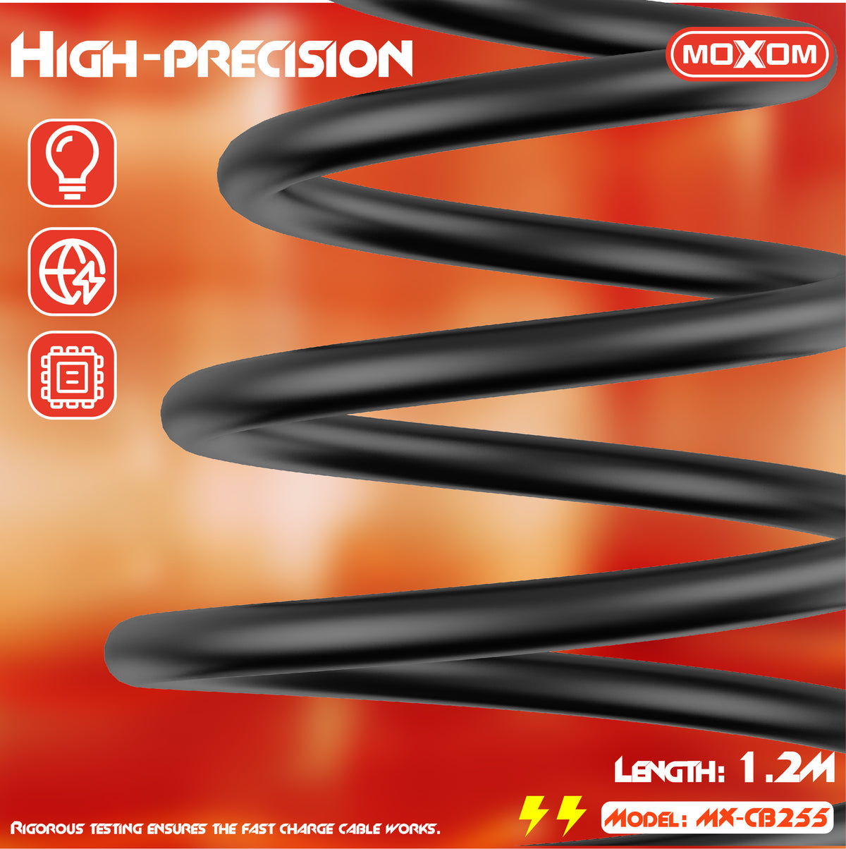 Moxom MX-CB255 Type-C to Type-C Cable 60W PD LED Display