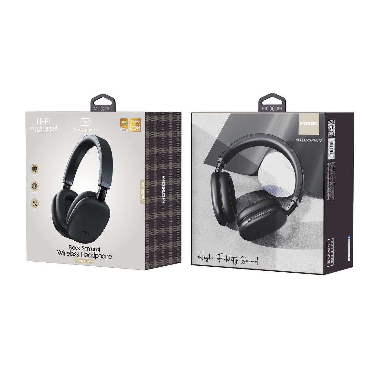 Moxom MX-WL70 Black Samurai Wireless Headphones