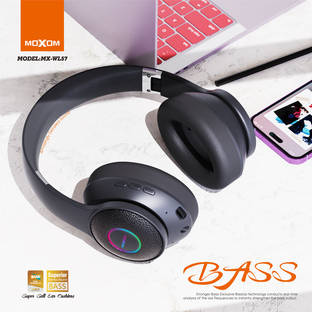 Moxom MX-WL57 Commander Wireless Bluetooth 5.3 Headphones