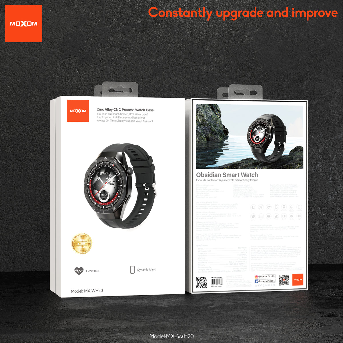 MOXOM MX-WH20 Sports Smart Watch – NFC Supported, Fitness Tracking, Call & Message Alerts, Black