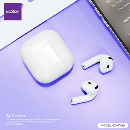 MOXOM MX-TW91 Air 6 Wireless Earbuds – Bluetooth 5.3, 6H Music, 5H Talk, Type-C Charging Case
