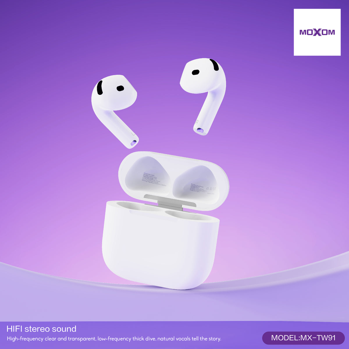 MOXOM MX-TW91 Air 6 Wireless Earbuds – Bluetooth 5.3, 6H Music, 5H Talk, Type-C Charging Case