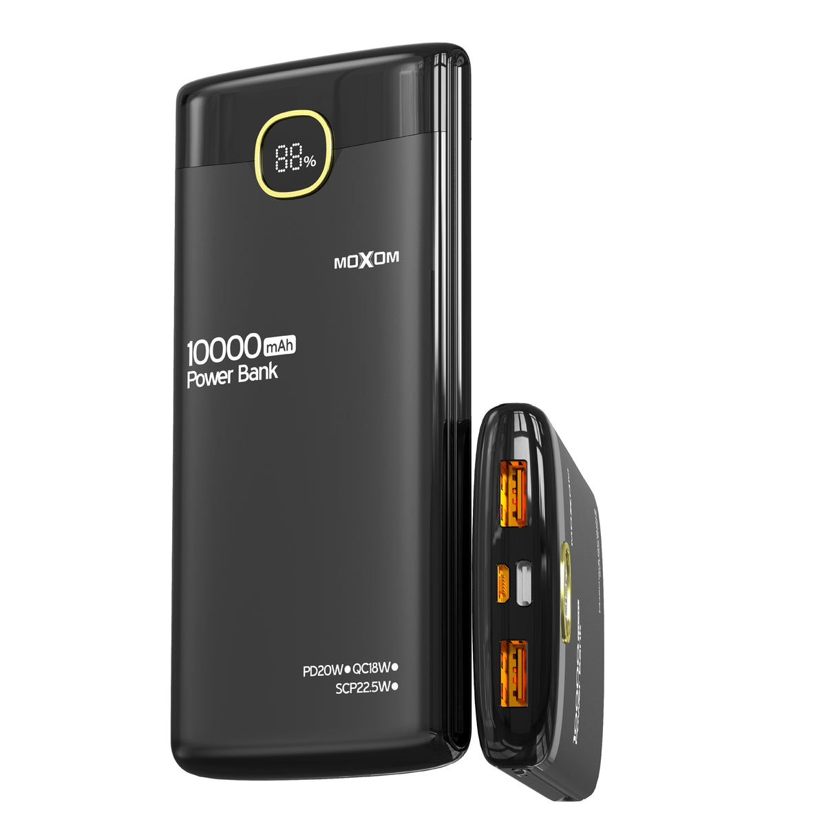 MOXOM MX-PB160 10000mAh Power Bank – 22.5W SCP + 20W PD Fast Charging, LCD Display, Flight Safe
