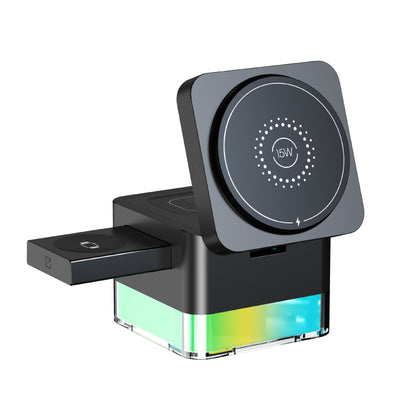 MOXOM MX-ST29 3-in-1 Wireless Charging Station – 15W Fast, Phone + Watch + Earbuds, Magnetic Alignment