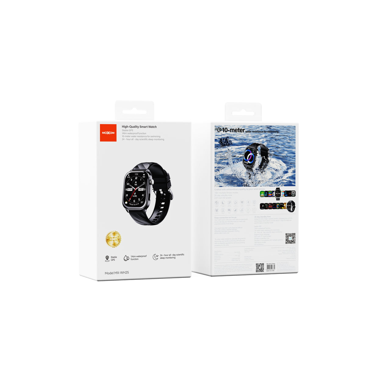 MOXOM MX-WH25 Smart Watch – Square Design, Activity Tracking, Notifications, Pink/Black