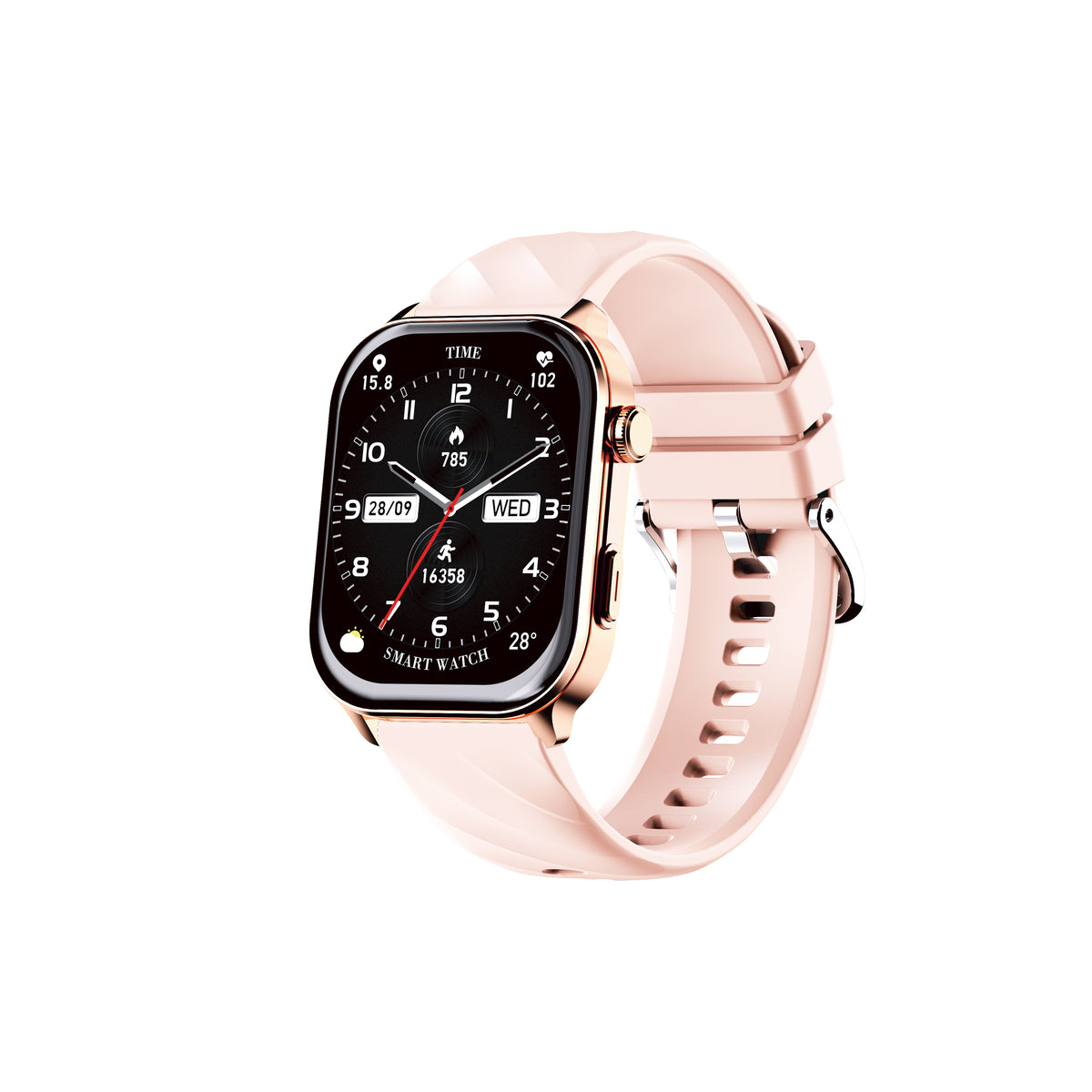 MOXOM MX-WH25 Smart Watch – Square Design, Activity Tracking, Notifications, Pink/Black