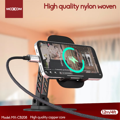 MOXOM MX-CB208 3A Fast Charging Cable – Micro USB / Lightning / Type-C, Surge Protection Chip, Black