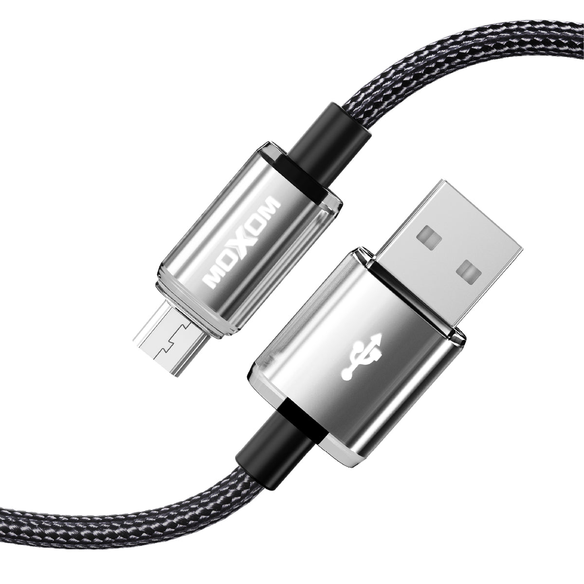 MOXOM MX-CB208 3A Fast Charging Cable – Micro USB / Lightning / Type-C, Surge Protection Chip, Black