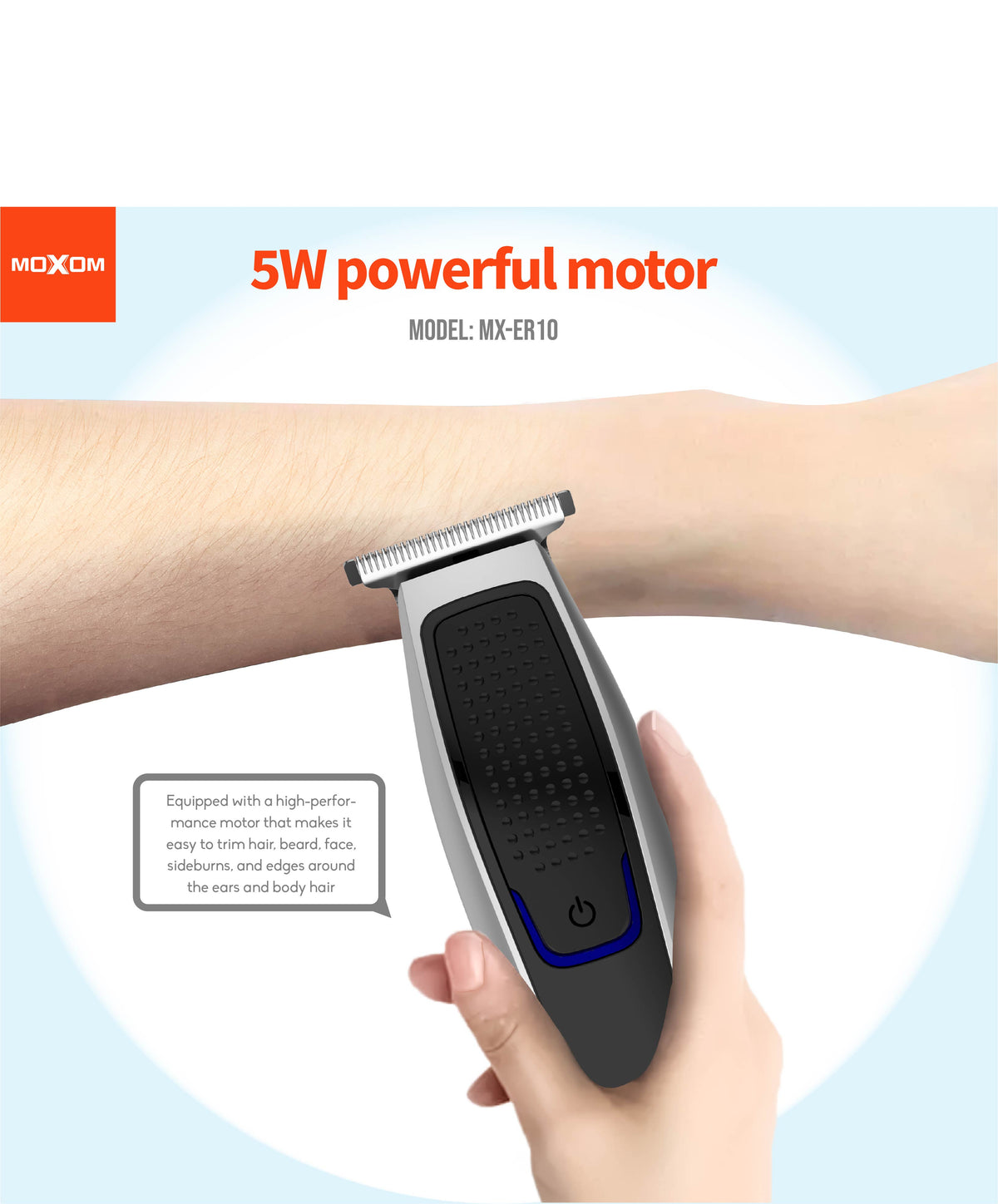 MOXOM MX-ER10 Electric Shaver & Beard Trimmer – Rechargeable, Compact, Travel-Friendly