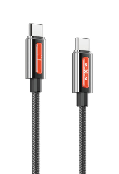 MOXOM LX-CB911 USB-C to USB-C Cable – 60W PD Fast Charging, Nylon Braided, Zinc Alloy, 1m