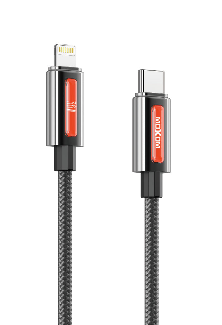MOXOM LX-CB912 USB-C to Lightning Cable – 36W PD Fast Charging, Nylon Braided, Zinc Alloy, 1m