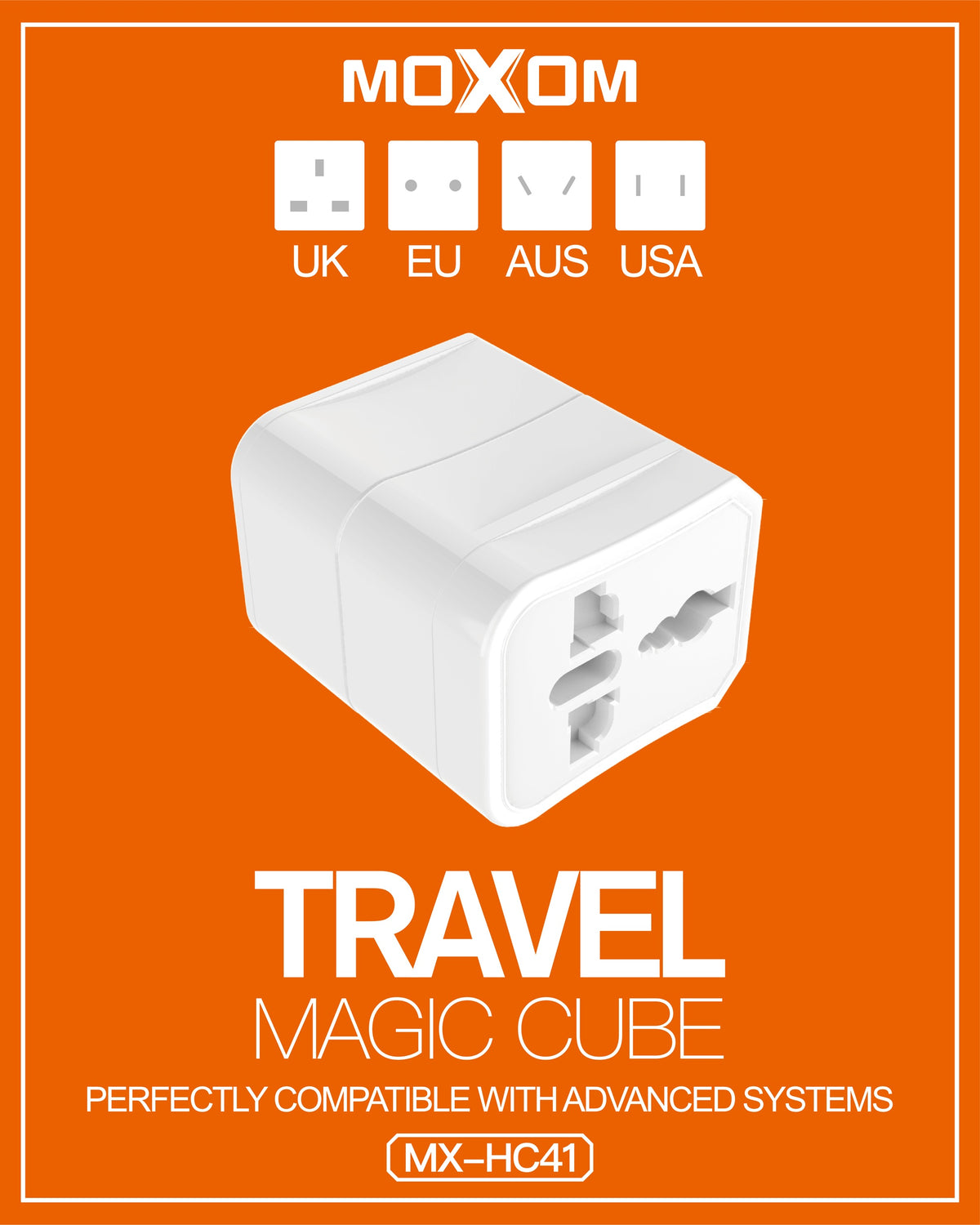 MOXOM MX-HC41 Magic Cube Universal Travel Plug Adapter – Compact All-in-One for International Travel