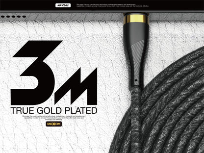 MOXOM MX-CB65 Extra Long 3m Charging Cable – Type-C / Lightning / Micro USB, 2.4A, Anti-Tangle