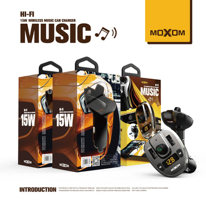 MOXOM MX-VC12 Bluetooth 5.0 FM Transmitter & Dual USB Car Charger – USB/MicroSD Music, LED Display