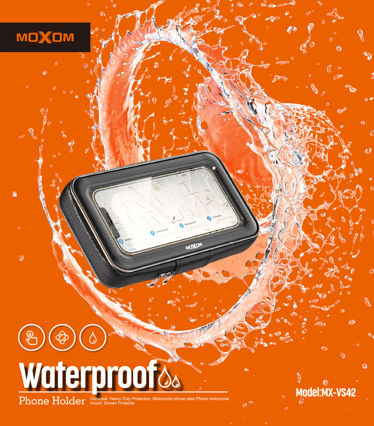 MOXOM MX-VS42 Rider Bike Phone Holder – Fits 5.5"–7.2" Phones, Vibration-Resistant Handlebar Clamp
