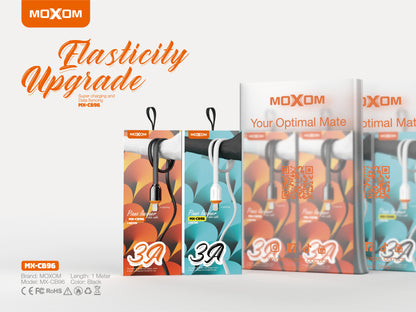 MOXOM MX-CB96 Fast Charging & Data Cable – Lightning / Micro USB / Type-C, Clean White, 1m