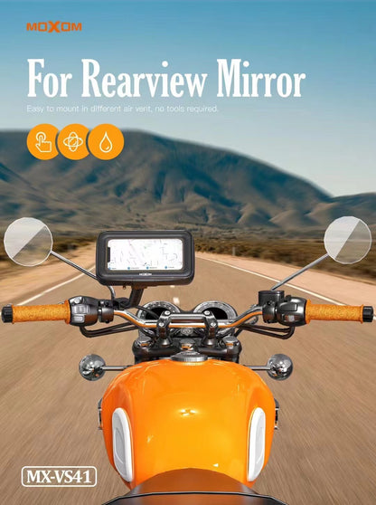MOXOM MX-VS41 Waterproof Motorcycle Phone Holder – 360° Rotation, Fits Phones up to 7.5"