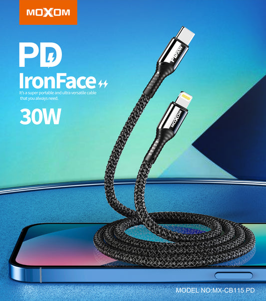 MOXOM MX-CB115 USB-C to Lightning Cable – 30W PD Fast Charging for iPhone & iPad, 1m