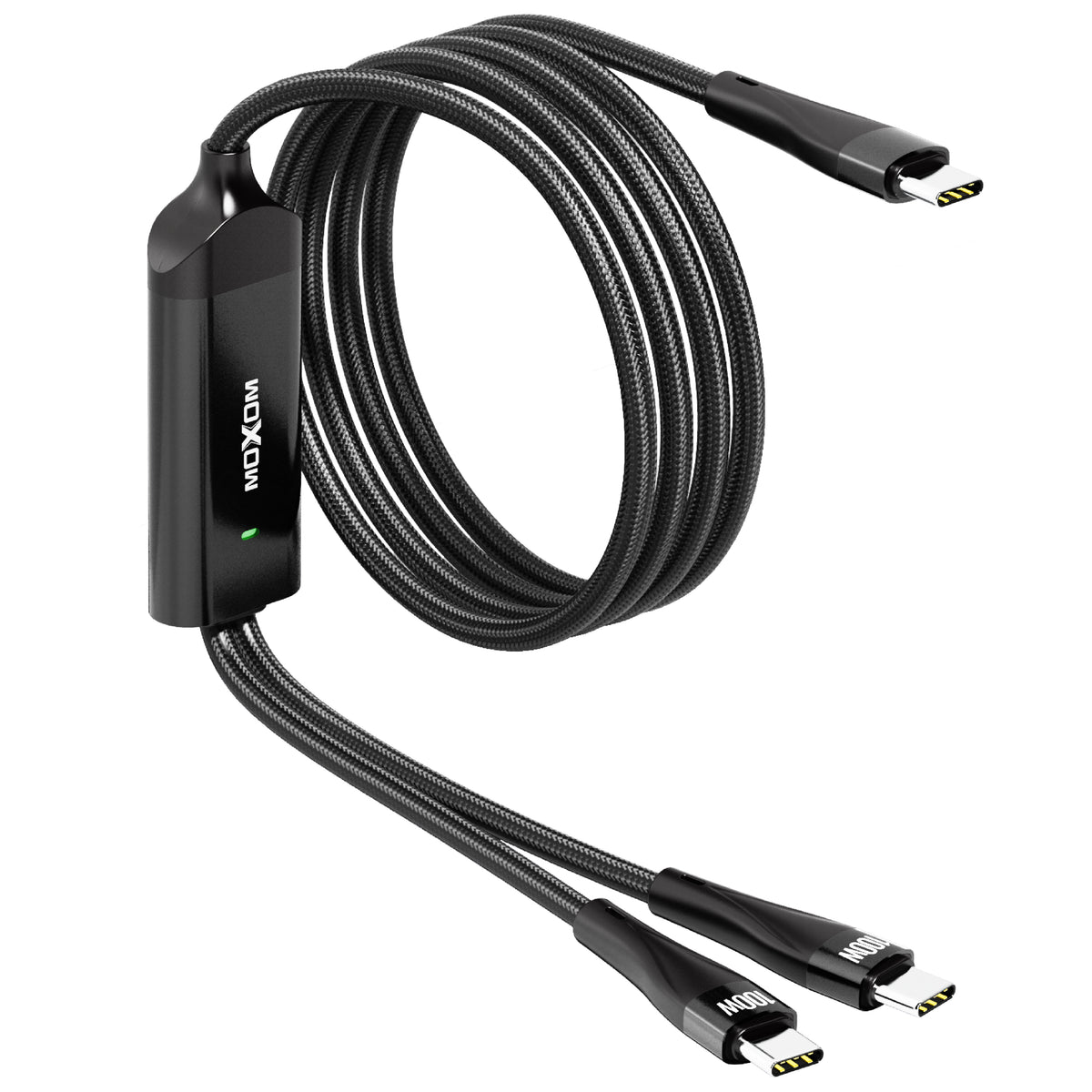 MOXOM MX-CB155 100W USB-C to Dual USB-C Cable – Charge 2 Devices, Laptop Fast Charging, Reinforced