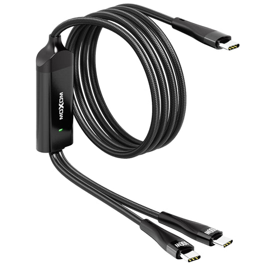 MOXOM MX-CB155 100W USB-C to Dual USB-C Cable – Charge 2 Devices, Laptop Fast Charging, Reinforced