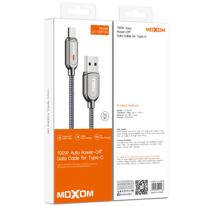 MOXOM LX-CB814M 100W USB-A to Type-C Cable – 6A Fast Charging, Auto Power-Off, Zinc Alloy & Nylon, 1m