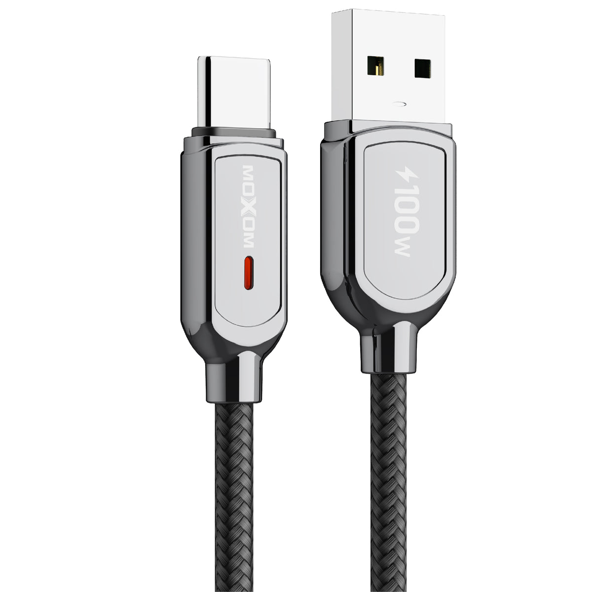 MOXOM LX-CB814M 100W USB-A to Type-C Cable – 6A Fast Charging, Auto Power-Off, Zinc Alloy & Nylon, 1m