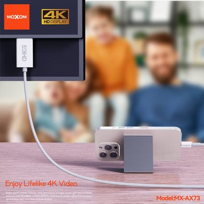 MOXOM MX-AX73 USB-C to HDMI Cable 4K – Connect Laptop or Phone to TV & Monitor, 1.8m