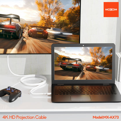 MOXOM MX-AX73 USB-C to HDMI Cable 4K – Connect Laptop or Phone to TV & Monitor, 1.8m