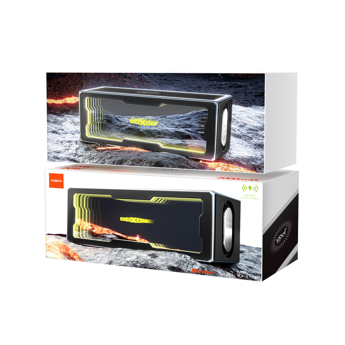 MOXOM MX-SK91 Abyss Light Bluetooth Speaker with 15W Wireless Charger – 20W Stereo, Ambient Lighting, BT 5.4