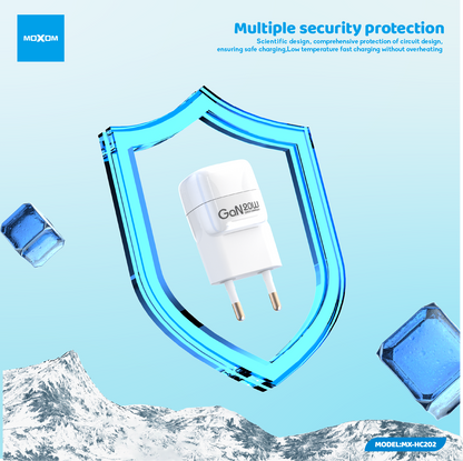 MOXOM MX-HC202 Dual USB Wall Charger – 2.4A, Charge Two Devices From One Plug, Compact