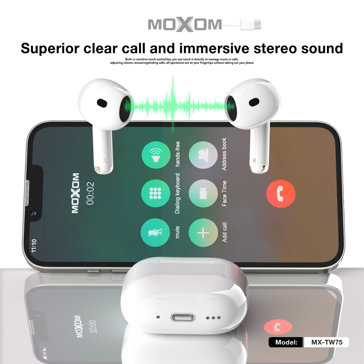 MOXOM MX-TW75 4th Gen Wireless Headphones – 45H Playback, Bluetooth 5.3, All-Day Comfort