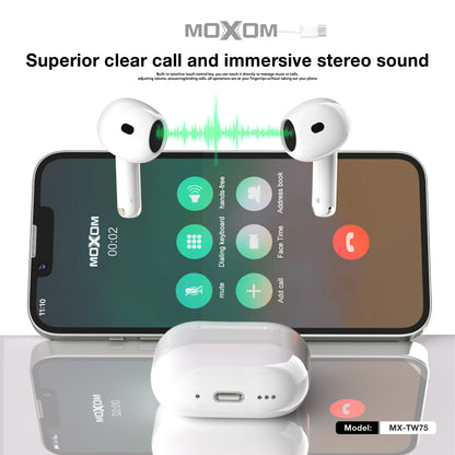 MOXOM MX-TW75 4th Gen Wireless Headphones – 45H Playback, Bluetooth 5.3, All-Day Comfort
