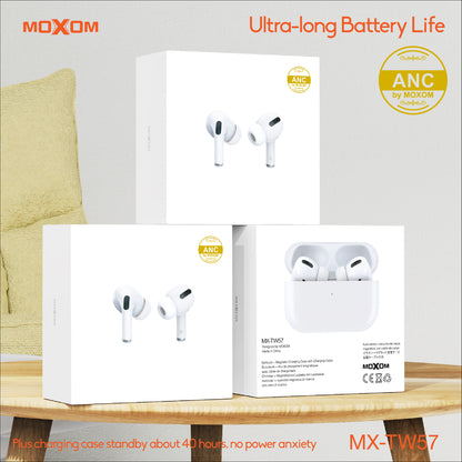 MOXOM MX-TW57 True Wireless Earbuds – Touch Controls, Works with iPhone, Android & Laptop
