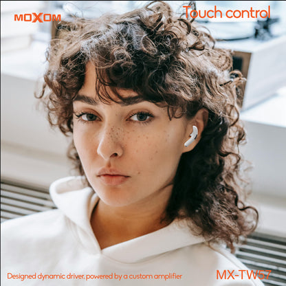 MOXOM MX-TW57 True Wireless Earbuds – Touch Controls, Works with iPhone, Android & Laptop