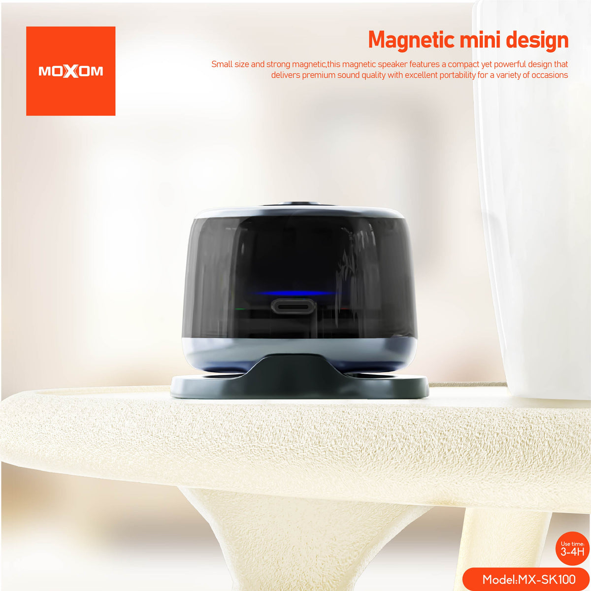 MOXOM MX-SK100 Magnetic MagSafe Mini Speaker – Bluetooth 5.3, 3W, 3–4H Playtime, Snaps to Your Phone