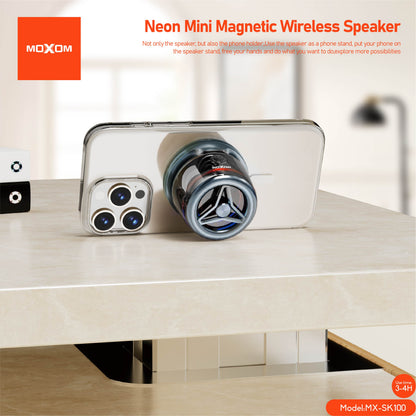 MOXOM MX-SK100 Magnetic MagSafe Mini Speaker – Bluetooth 5.3, 3W, 3–4H Playtime, Snaps to Your Phone