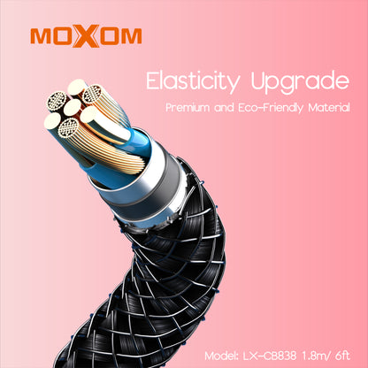 MOXOM LX-CB838 240W Heavy-Duty USB-C to USB-C Cable – Zinc Alloy, Nylon Braided, 1.8m Long
