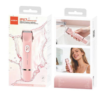MOXOM MX-ER13 Wet & Dry Electric Hair Clipper & Trimmer – IPX7 Waterproof, Dual-Head, Cordless Type-C Rechargeable (Pink)