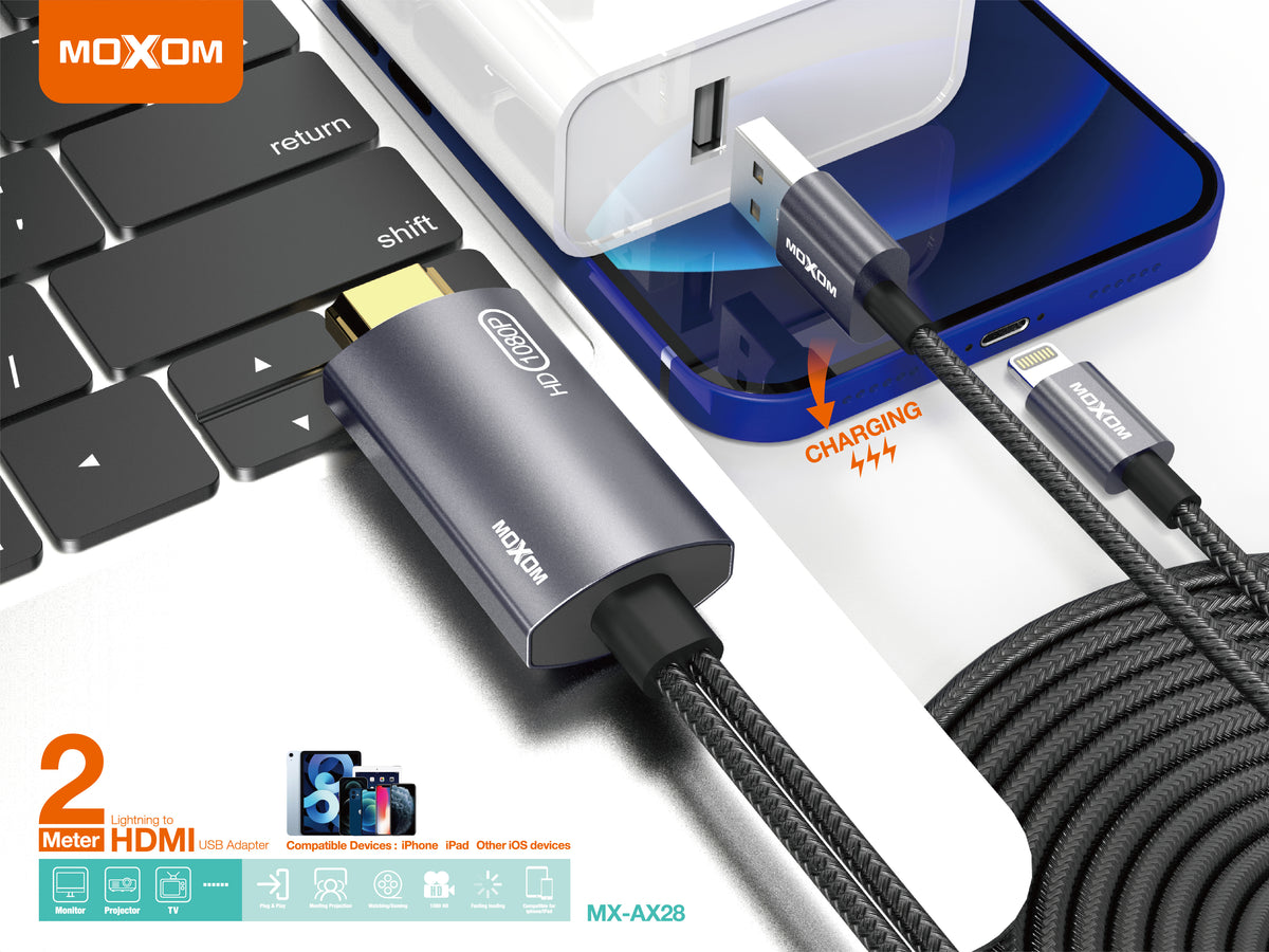 Lightning to HDMI Adapter - 4K HD Display Moxom MX-AX28