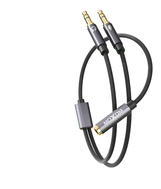 Moxom MX-AX47 Headphone Splitter for Computer 3.5mm Female to 2 Dual 3.5mm Male Headphone Mic Audio Adapter
