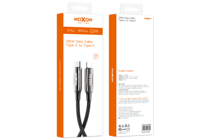 MOXOM LX-CB838 240W Heavy-Duty USB-C to USB-C Cable – Zinc Alloy, Nylon Braided, 1.8m Long