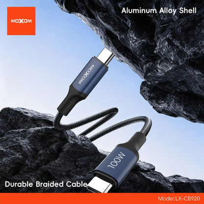 MOXOM LX-CB920 100W USB-C to USB-C Cable – Aluminium Alloy Shell, Super Fast Charging, 1m