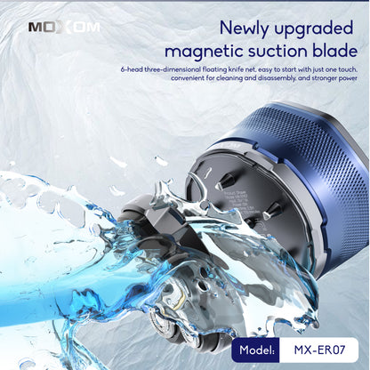 MOXOM MX-ER07 6-Head Magnetic Electric Shaver – LCD Display, 150 Min Cordless, Type-C Fast Charge